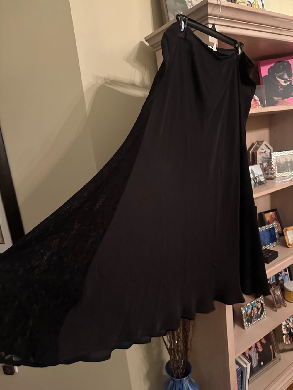 Aerie satin and lace black maxi skirt XL